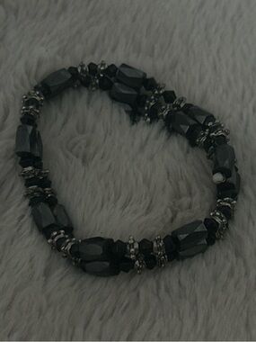 Black Faceted Bead Stretch Bracelet - Women Jewelry